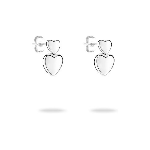 Tamaris Ohrringe aus Edelstahl mit zwei Herzen.