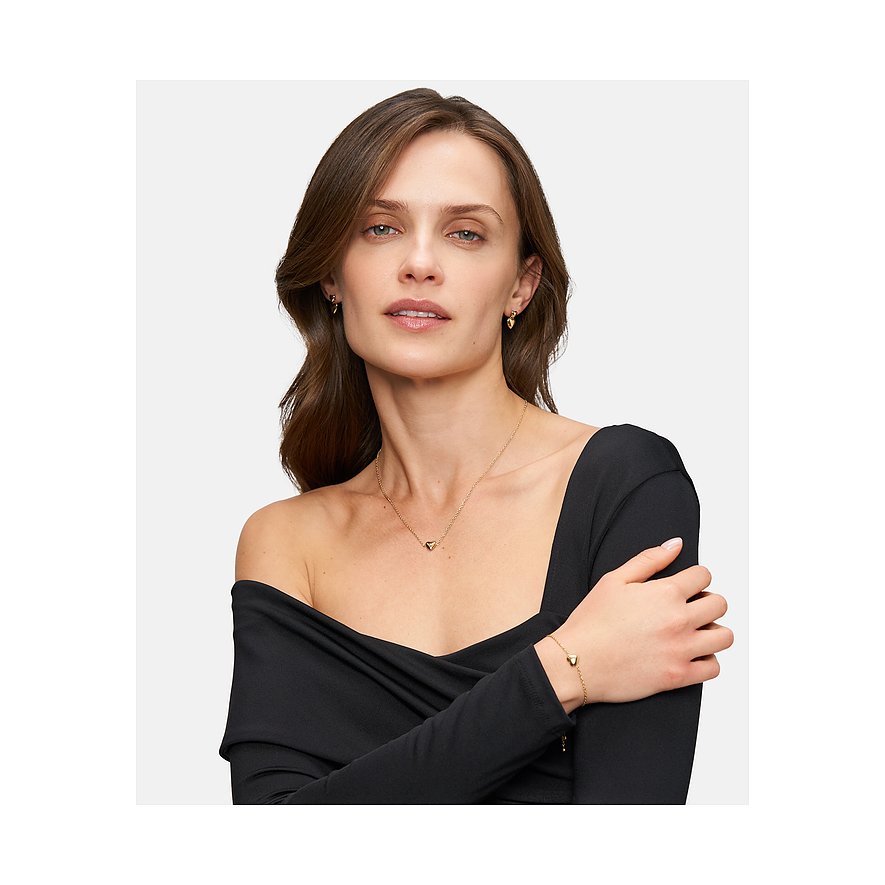 Tamaris Ohrstecker aus Edelstahl mit Herz-Anhänger, goldfarben.