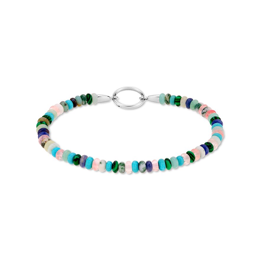 Tamaris Armband aus Edelstahl mit bunten Steinen und silberfarbenem Verschluss.