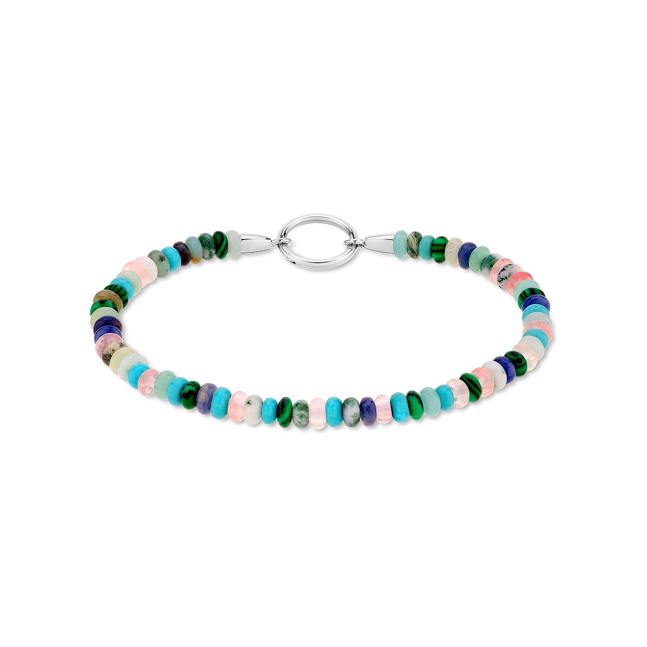 Tamaris armband i rostfritt stål med färgglada stenar och silverfärgat lås.