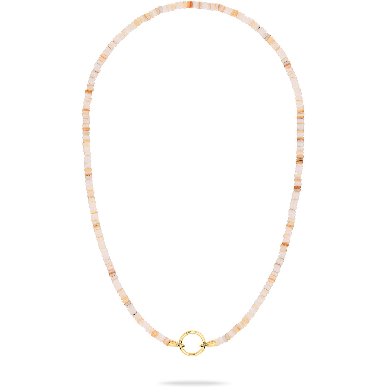 Tamaris Halsschmuck aus Edelstahl mit farbigen Steinen und goldfarbenem Ring.