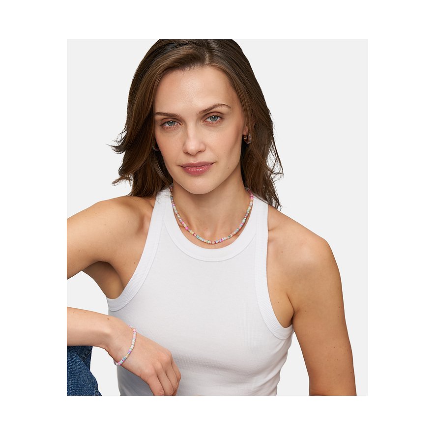 Tamaris armband van roestvrij staal met kleurrijke stenen.