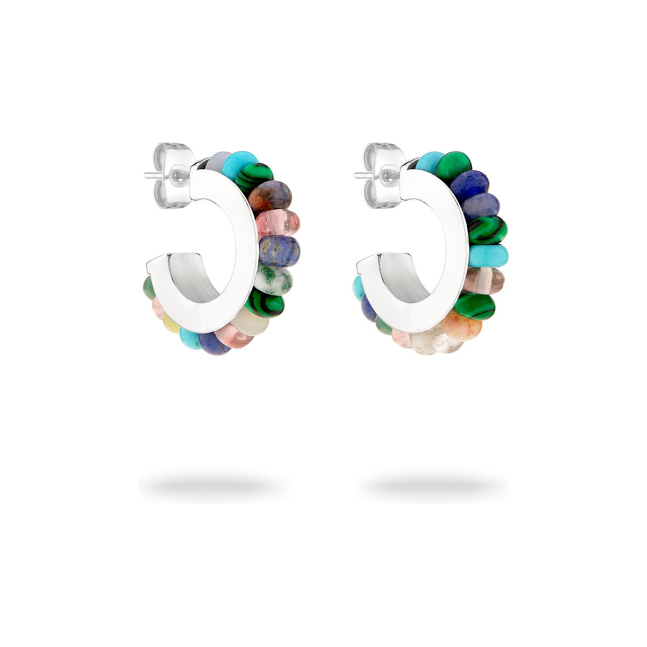 Tamaris Ohrringe aus Edelstahl mit bunten Farbsteinen.