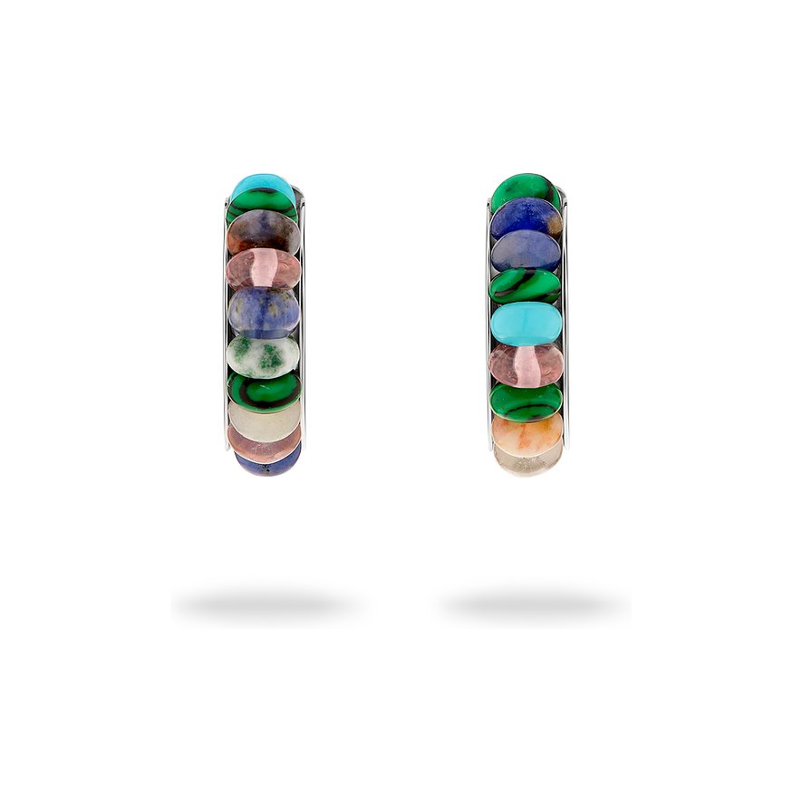 Tamaris Ohrringe aus Edelstahl mit bunten Farbsteinen.