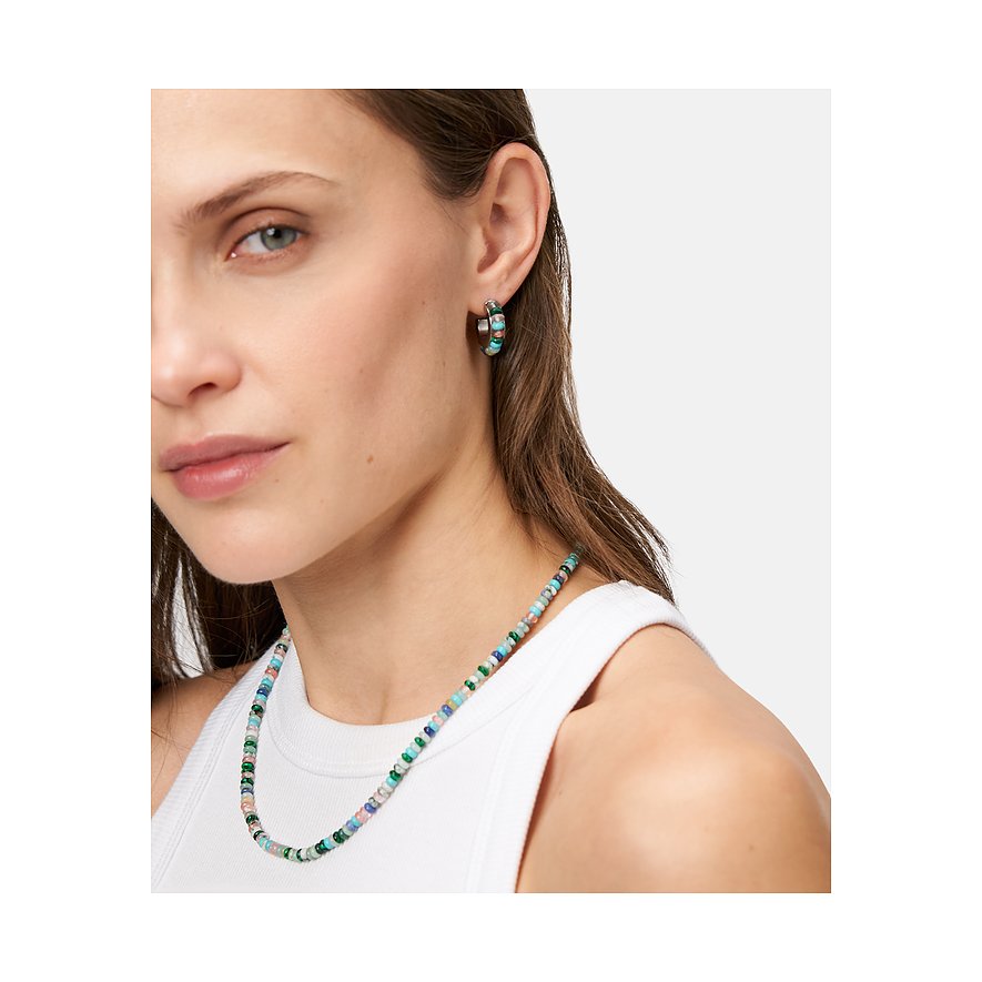 Tamaris Ohrschmuck aus Edelstahl mit bunten Farbsteinen.