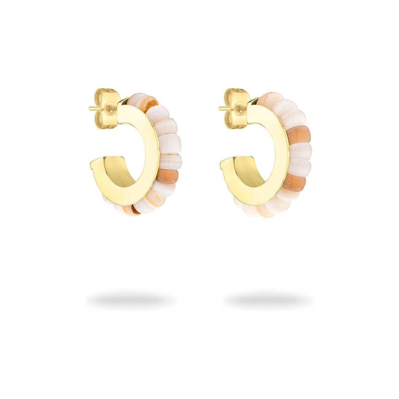 Tamaris Ohrringe aus Edelstahl mit bunten Steinen, goldfarben.