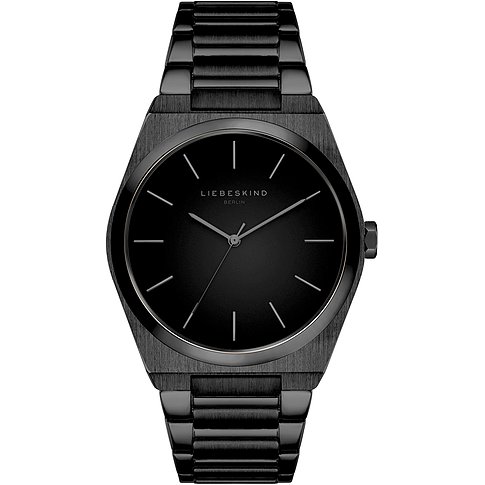 Montre Liebeskind pour femme avec boîtier en acier inoxydable, analogique, cadran noir.