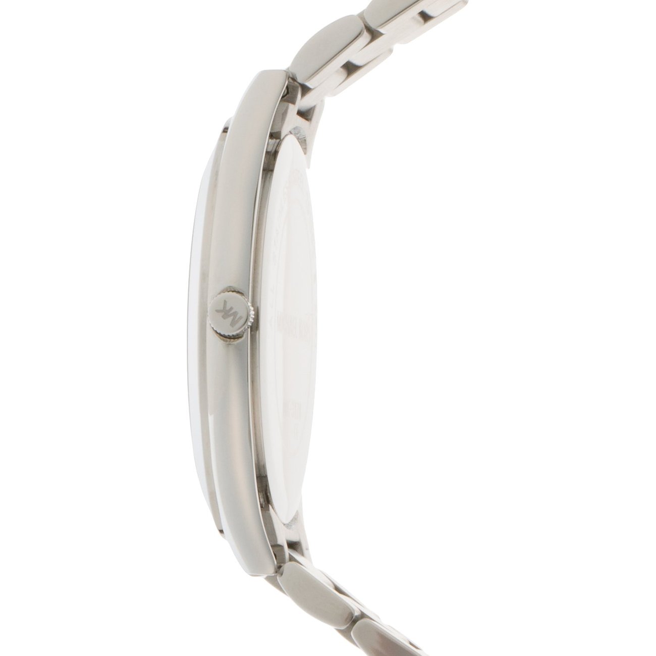 Michael Kors Damenuhr mit Edelstahlgehäuse und silberfarbenem Armband.
