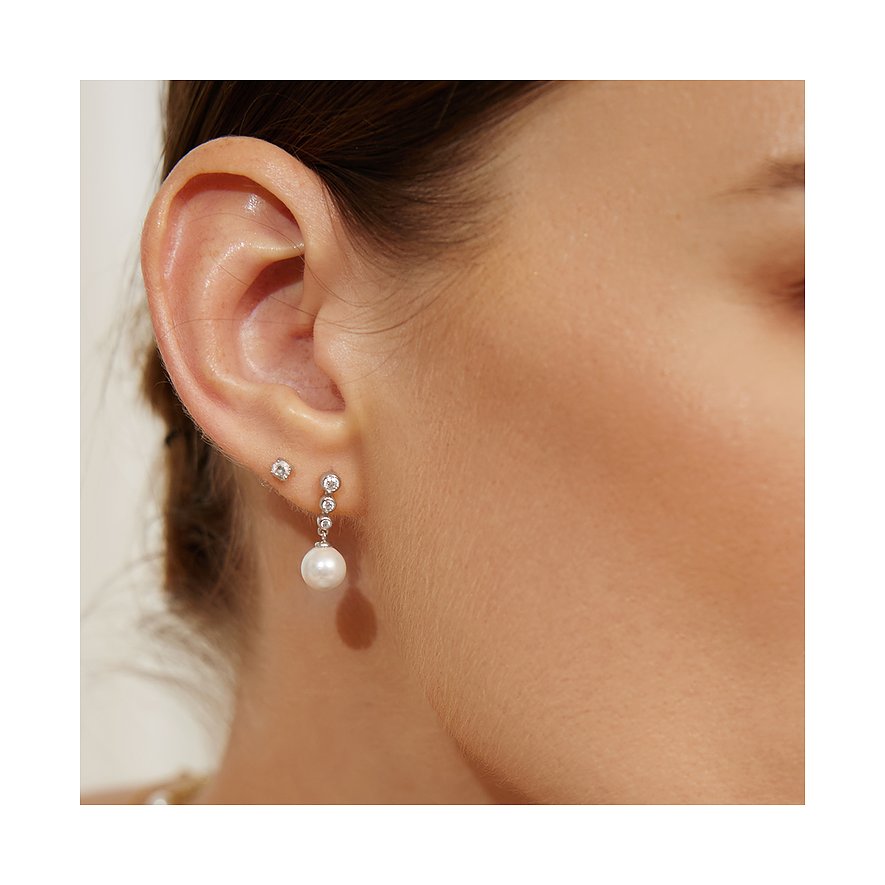 Ania Haie Ohrringe aus 925er Silber mit Perle und weißen Zirkonia.