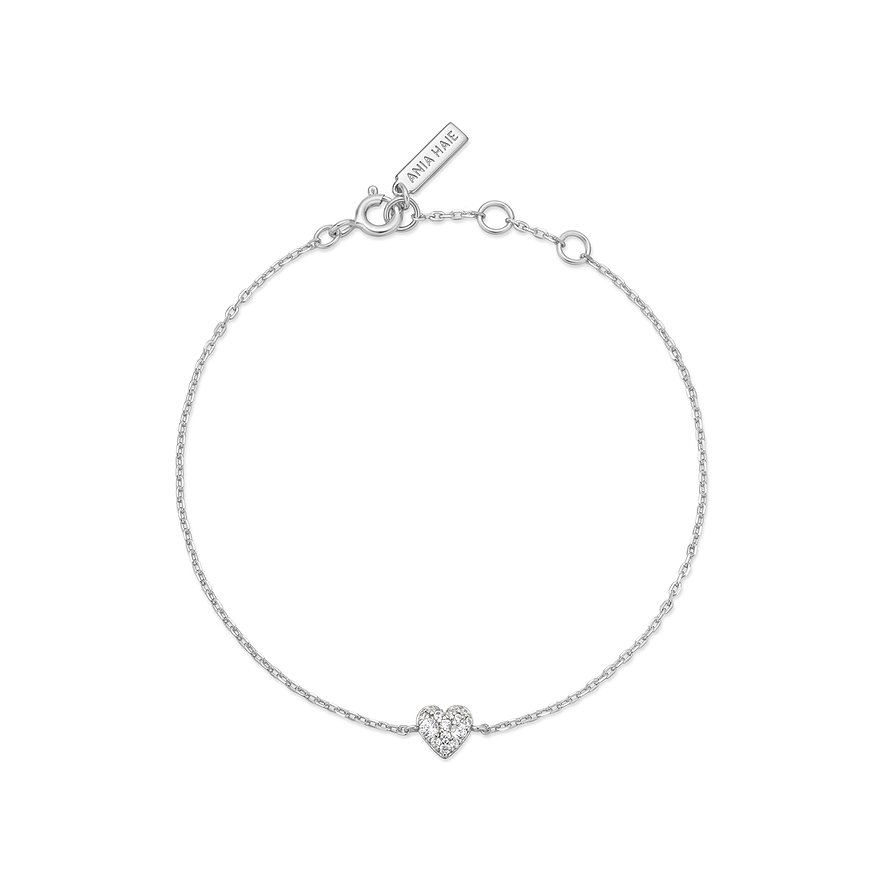 Bracelet Ania Haie en argent 925 avec un cœur en zircone.