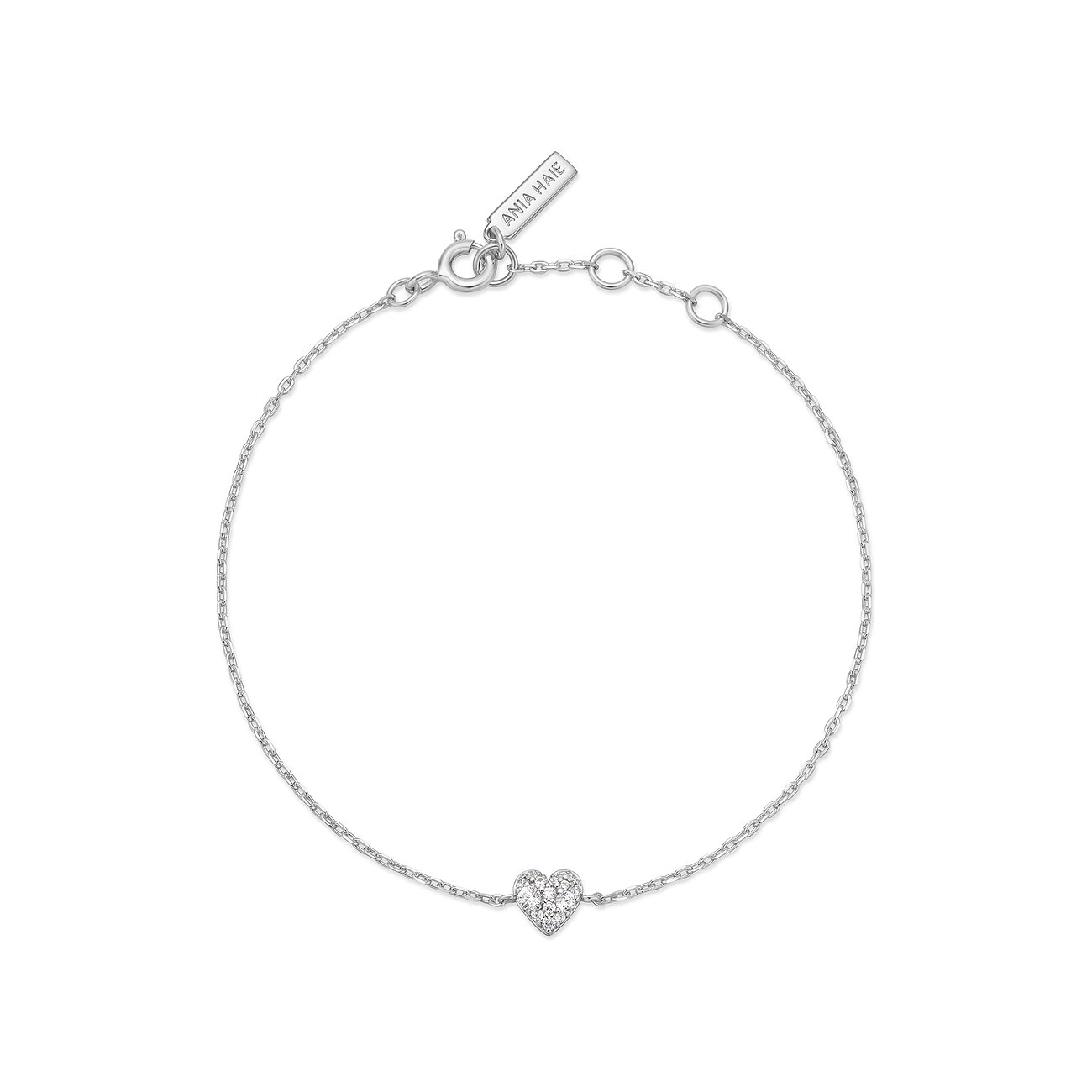 Bracelet Ania Haie en argent 925 avec un cœur en zircone.