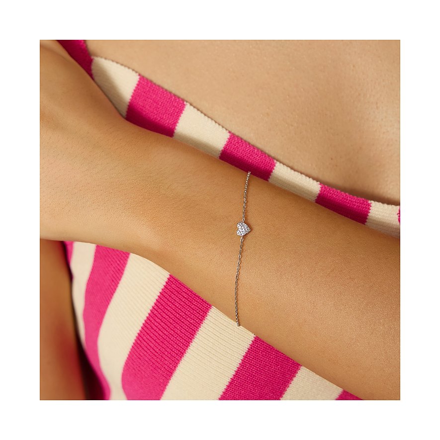 Bracelet Ania Haie en argent 925 avec une zircone en forme de cœur.