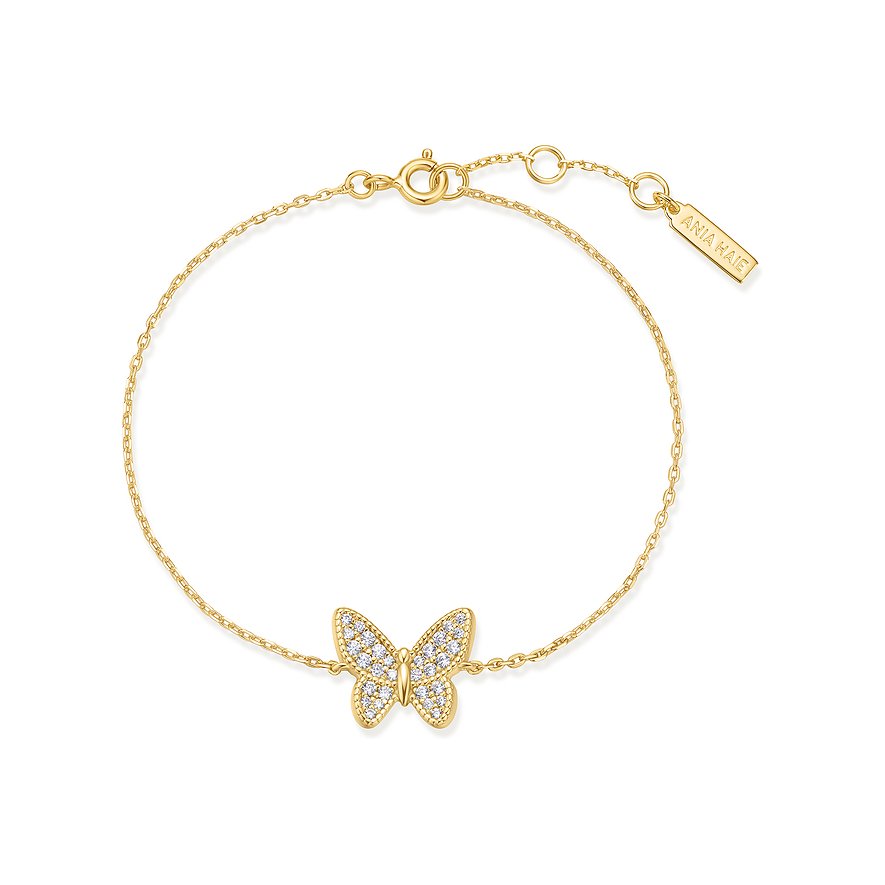 Ania Haie Armband aus 925er Silber mit Zirkonia im Schmetterlingsdesign.