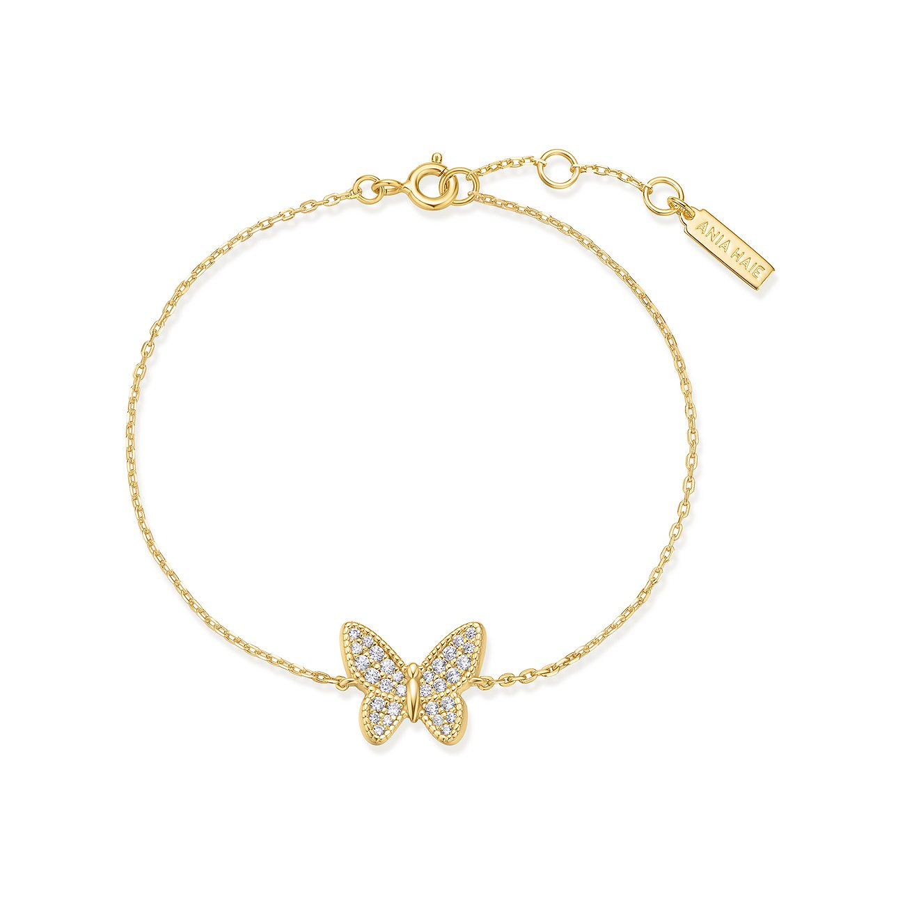 Ania Haie Armband aus 925er Silber mit Zirkonia im Schmetterlingsdesign.
