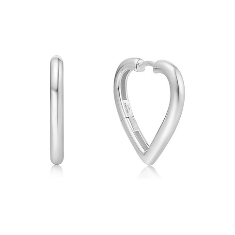 Ania Haie Ohrringe aus 925er Silber, Herzform, silberfarben.
