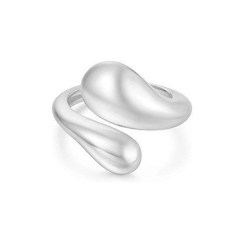 Ania Haie Ring aus 925er Silber mit tropfenförmigem Design.