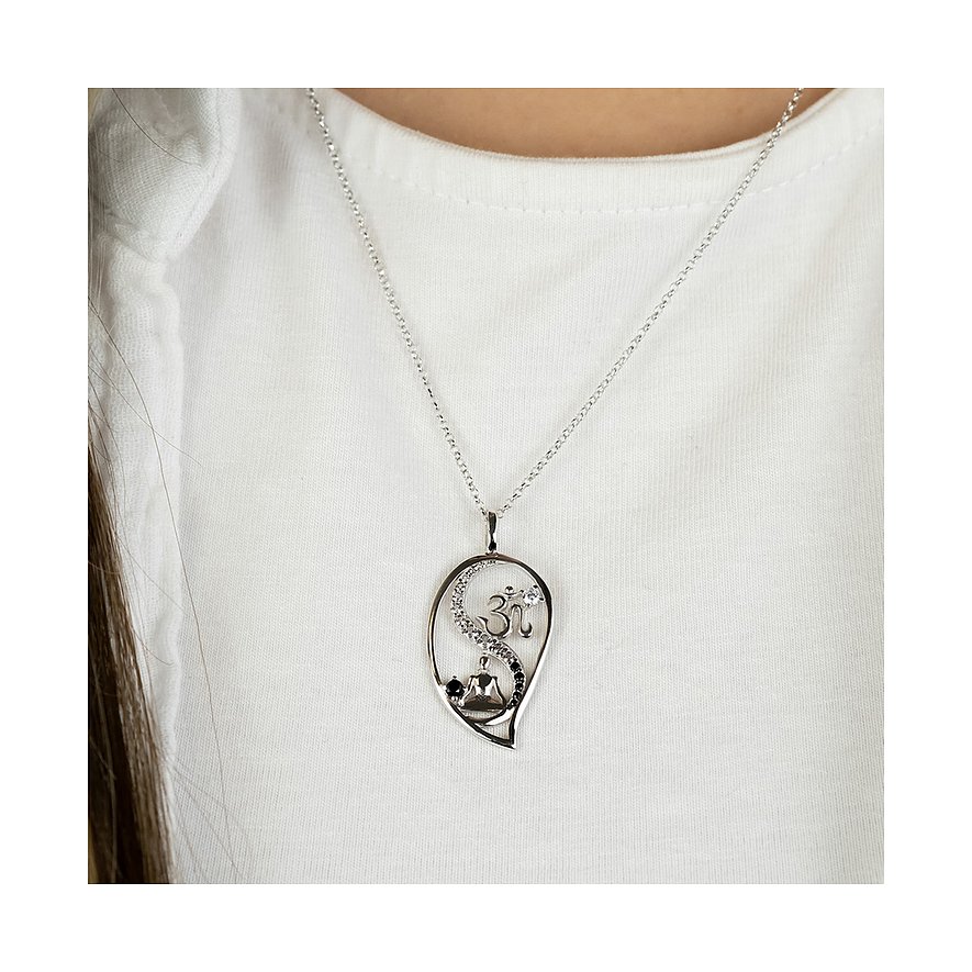 Engelsrufer Halsschmuck aus 925er Silber mit Zirkonia und Buddha-Figur.