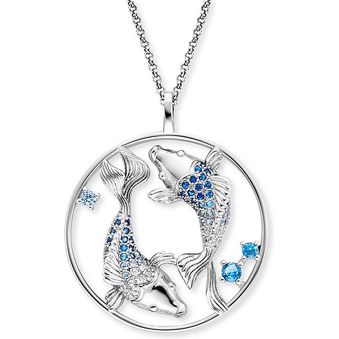 Engelsrufer halsband i 925 silver med blå zirkoner.