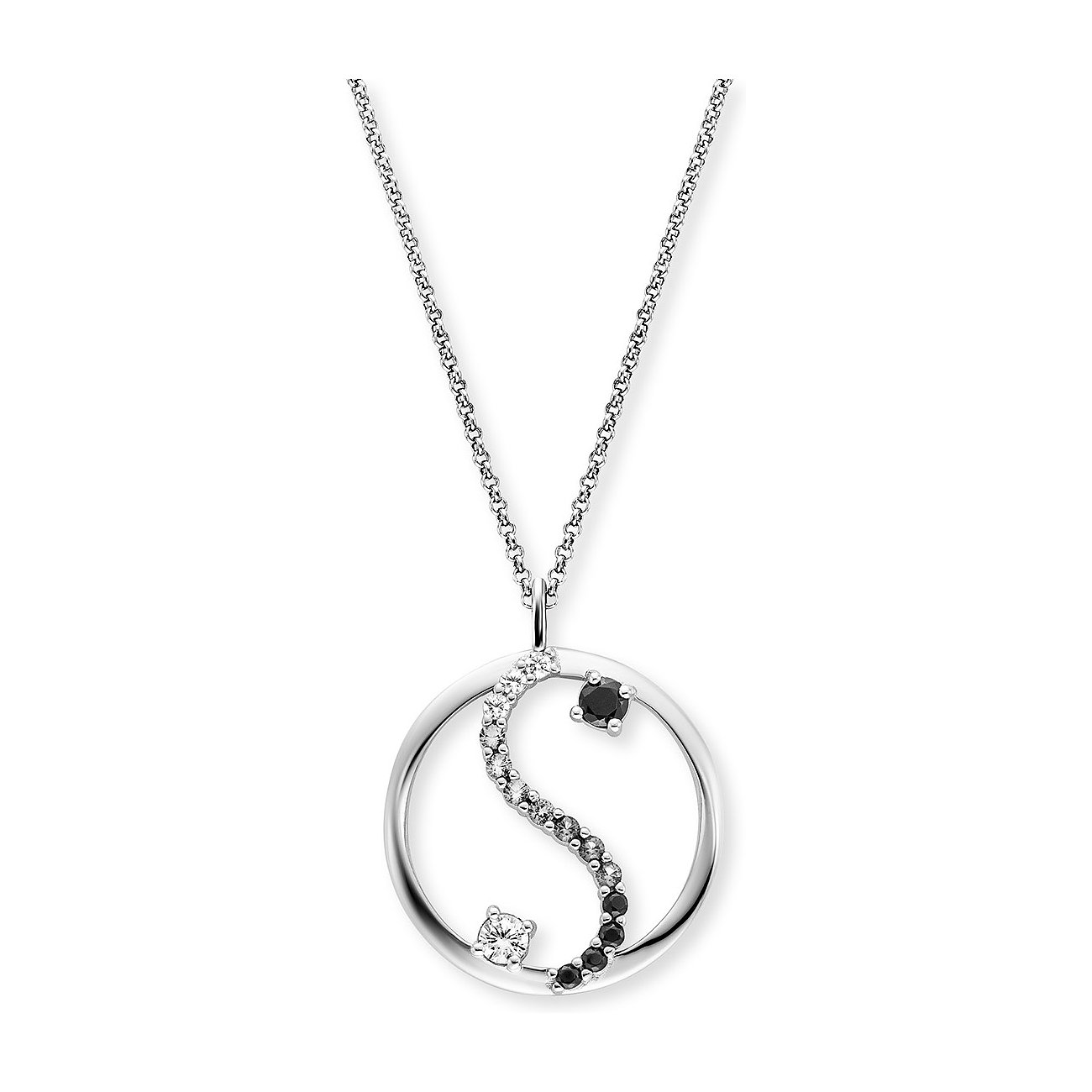 Engelsrufer Halsschmuck aus 925 Silber mit Zirkonia, weiß und schwarz.