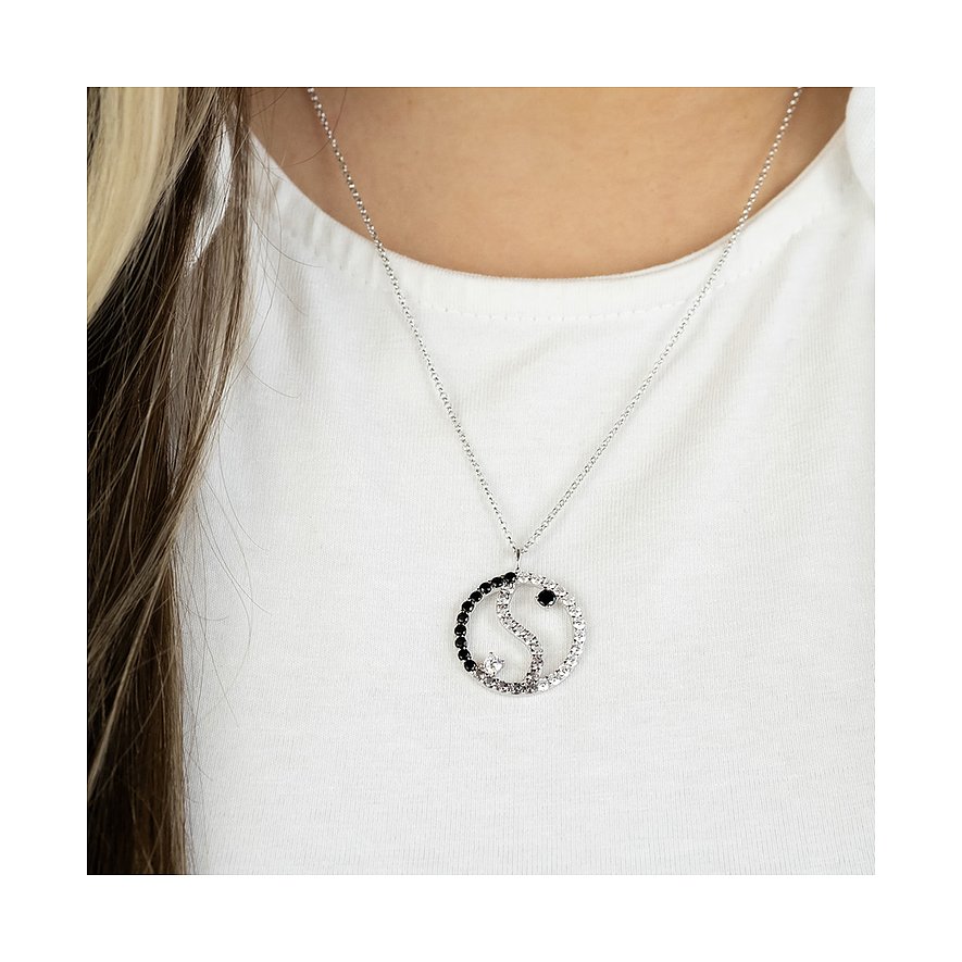 Engelsrufer Halsschmuck aus 925er Silber mit schwarzen und weißen Zirkonia.