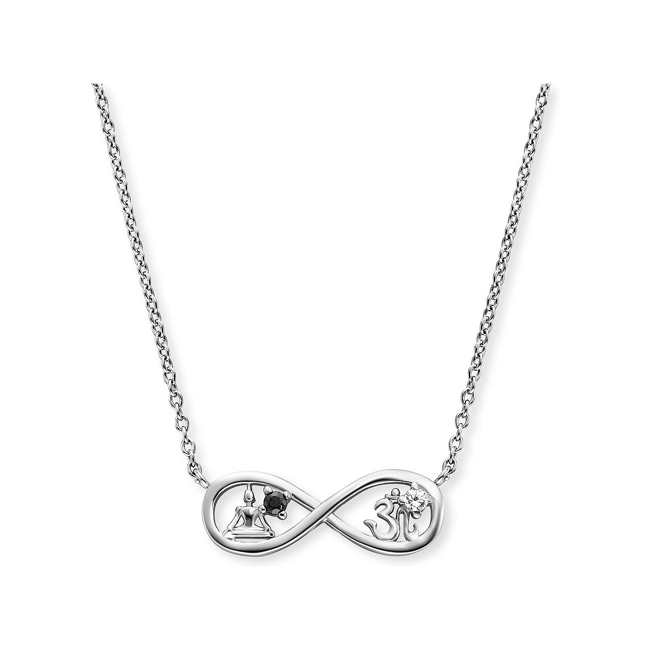 Engelsrufer Halsschmuck aus 925er Silber mit Zirkonia und Buddha-Figur.