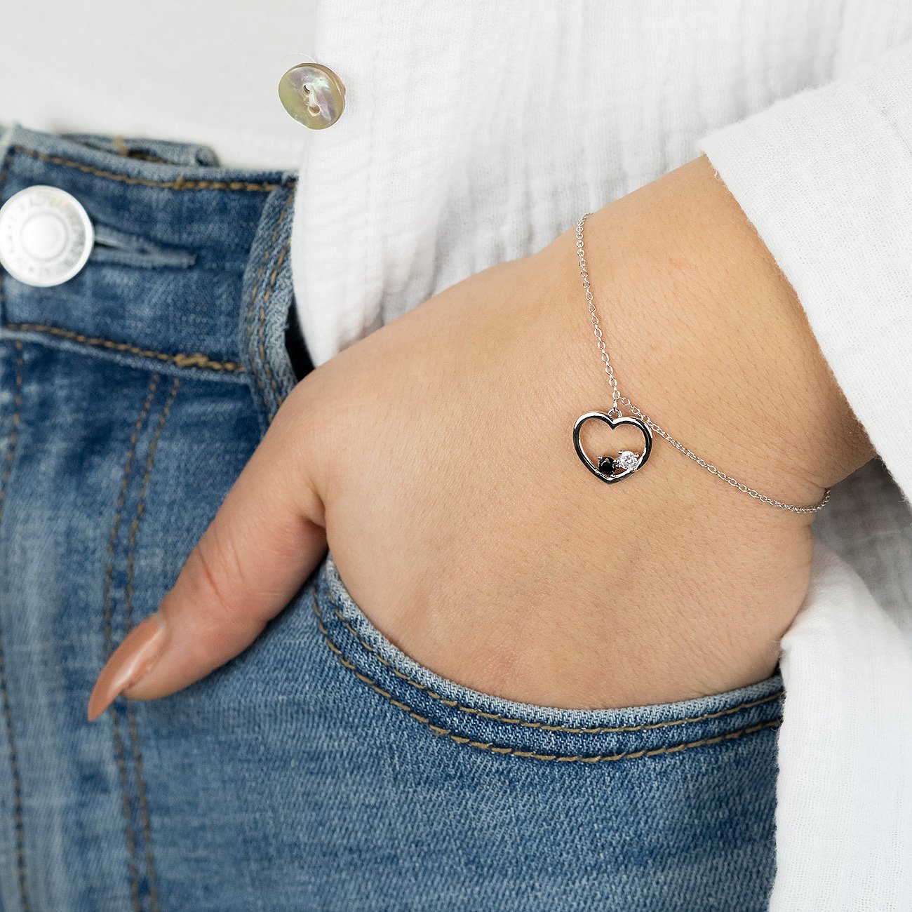 Engelsrufer Armband aus 925er Silber mit Herz-Anhänger und Zirkonia.