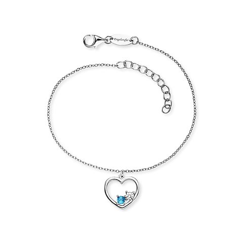 Bracelet Engelsrufer en argent 925 avec pendentif cœur et oxydes de zirconium bleus.