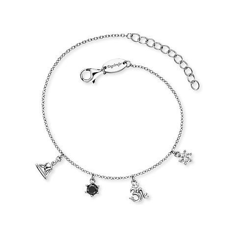 Bracelet Engelsrufer en argent 925 avec une zircone noire et un symbole Om.