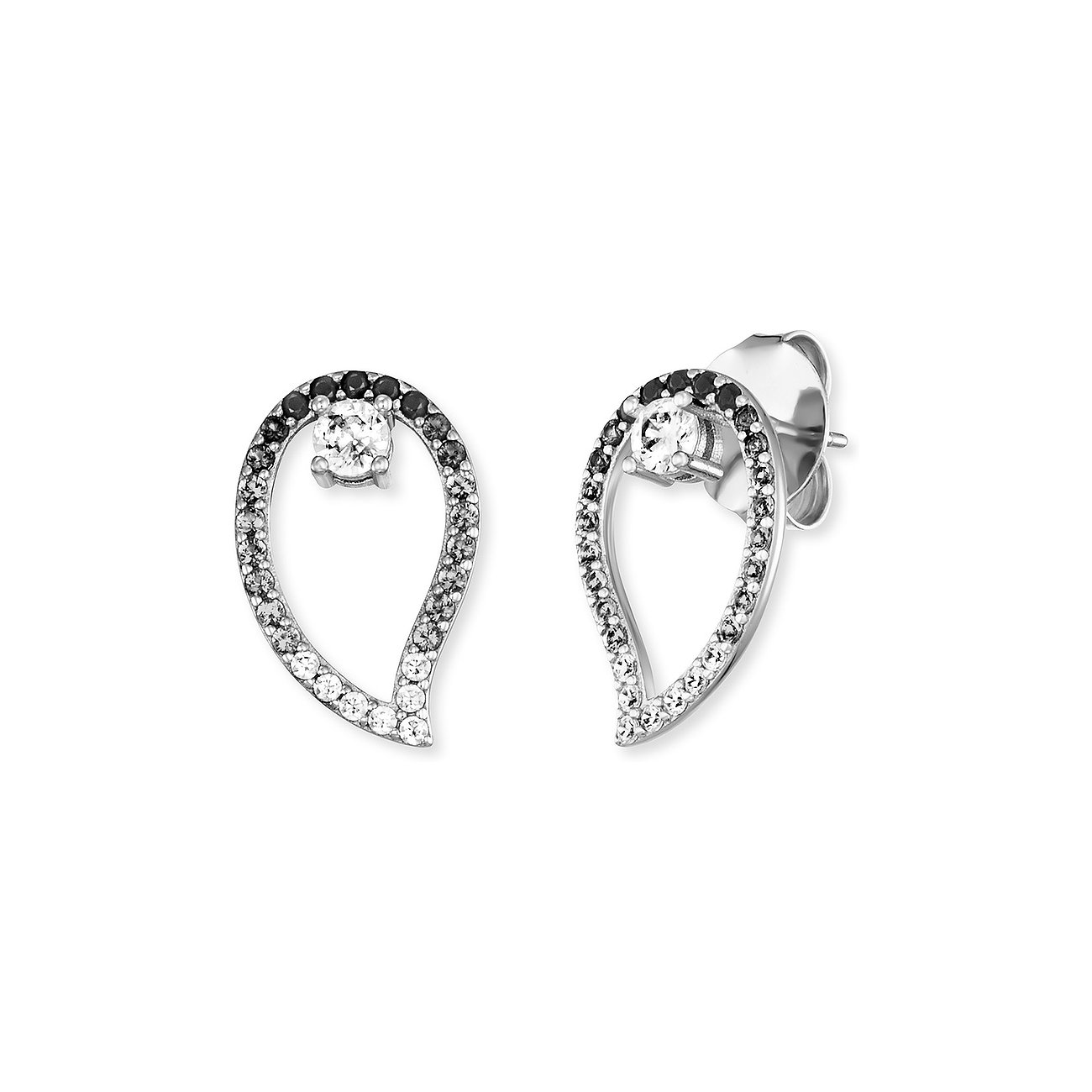 Engelsrufer Ohrringe aus 925er Silber mit weißen und schwarzen Zirkonia.