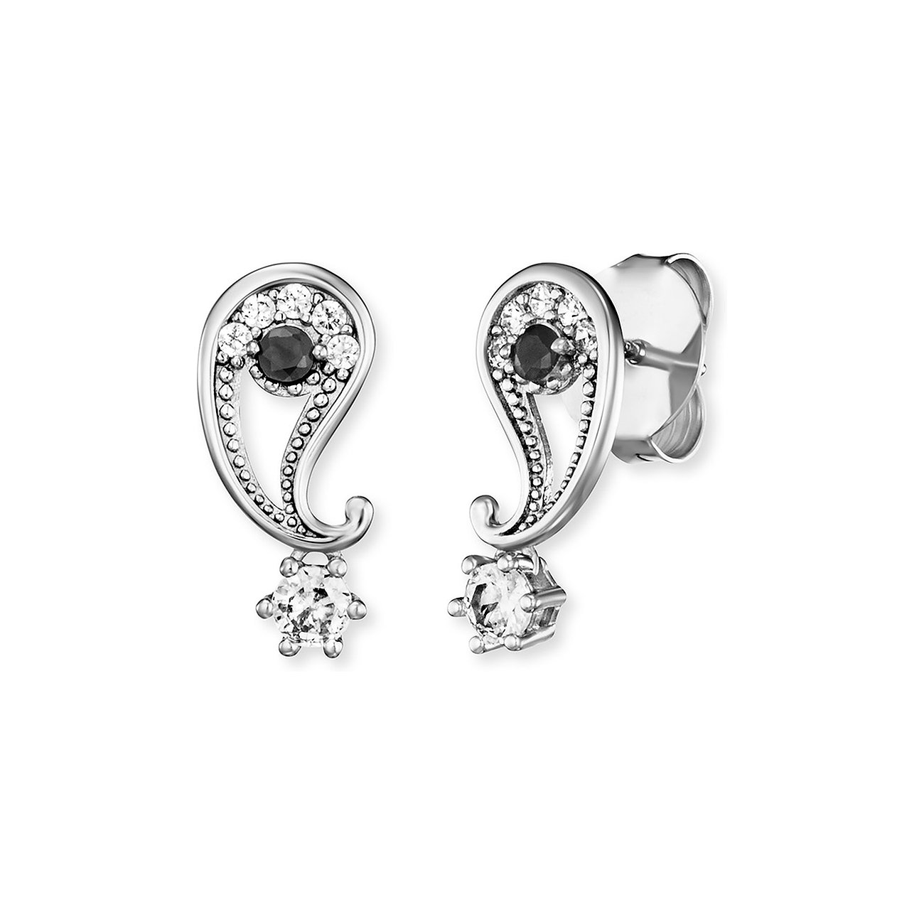 Engelsrufer Ohrringe aus 925er Silber mit Zirkonia und schwarzem Stein.