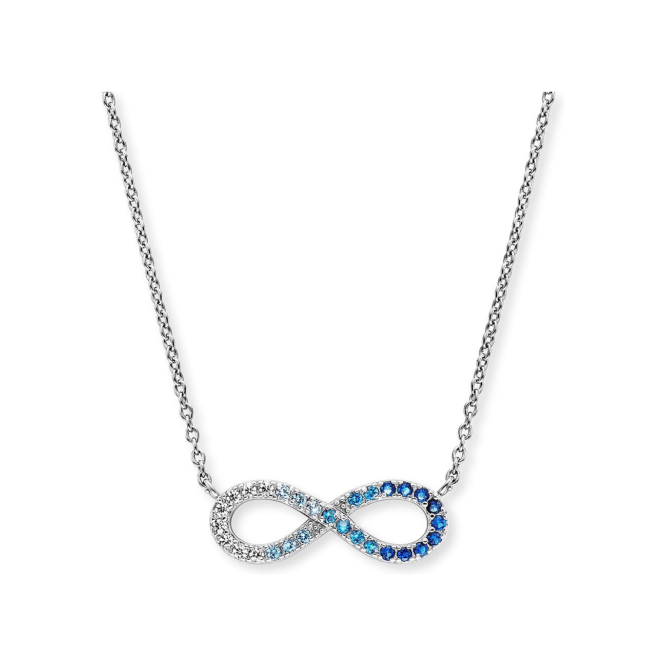 Engelsrufer Halsschmuck aus 925er Silber mit blauen und weißen Zirkonia.