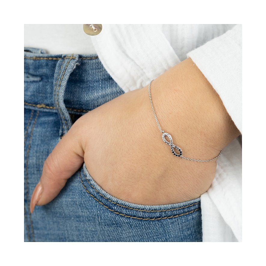 Engelsrufer Armband aus 925er Silber mit Zirkonia und schwarzem Stein.