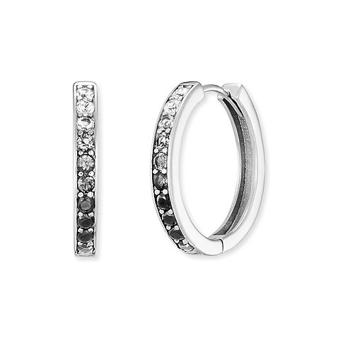 Engelsrufer Ohrringe aus 925er Silber mit weißen und schwarzen Steinen.