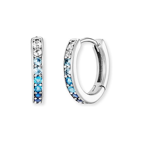 Engelsrufer Ohrringe aus 925er Silber mit blauen und weißen Steinen.