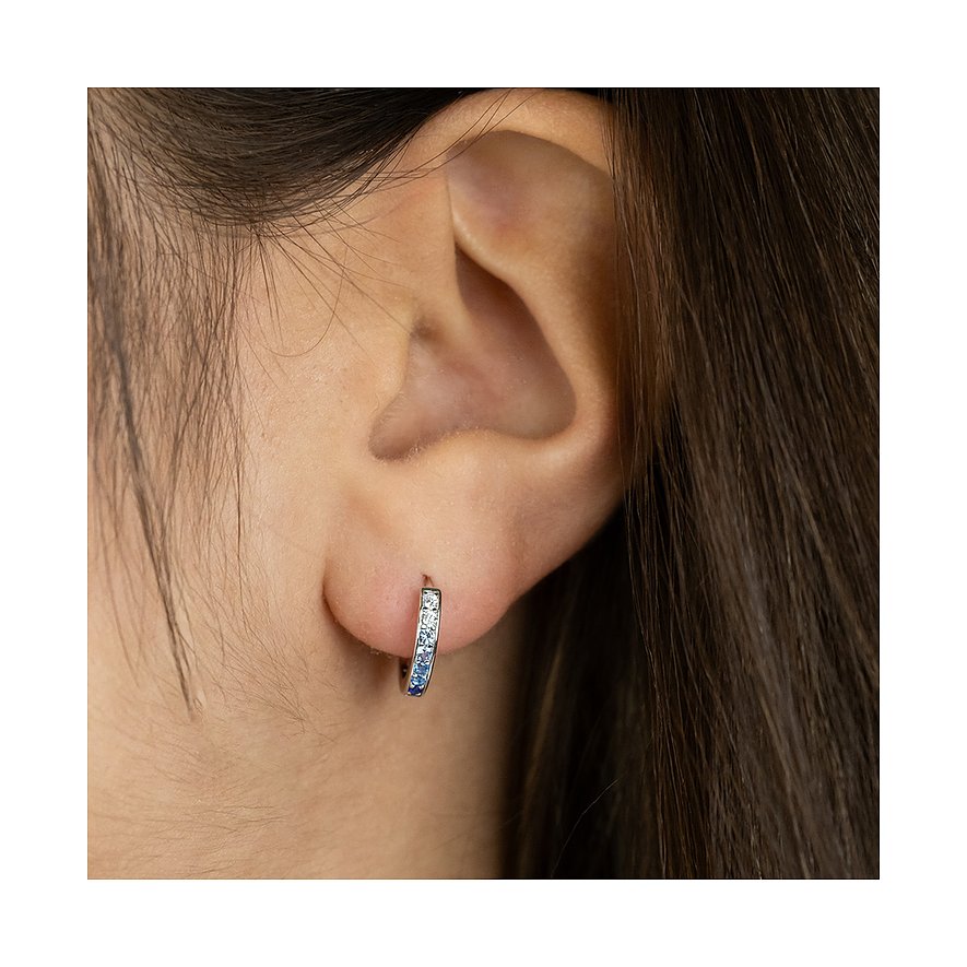 Engelsrufer Ohrschmuck aus 925er Silber mit blauen und weißen Steinen.