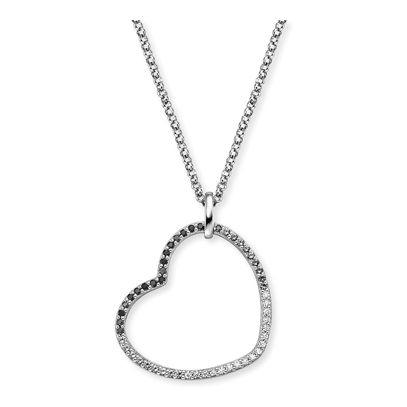 Engelsrufer Halsschmuck aus 925er Silber mit schwarzen und weißen Zirkonia.