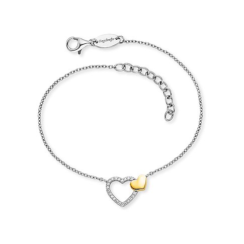 Bracelet Engelsrufer en argent 925 avec zircone et cœur doré.