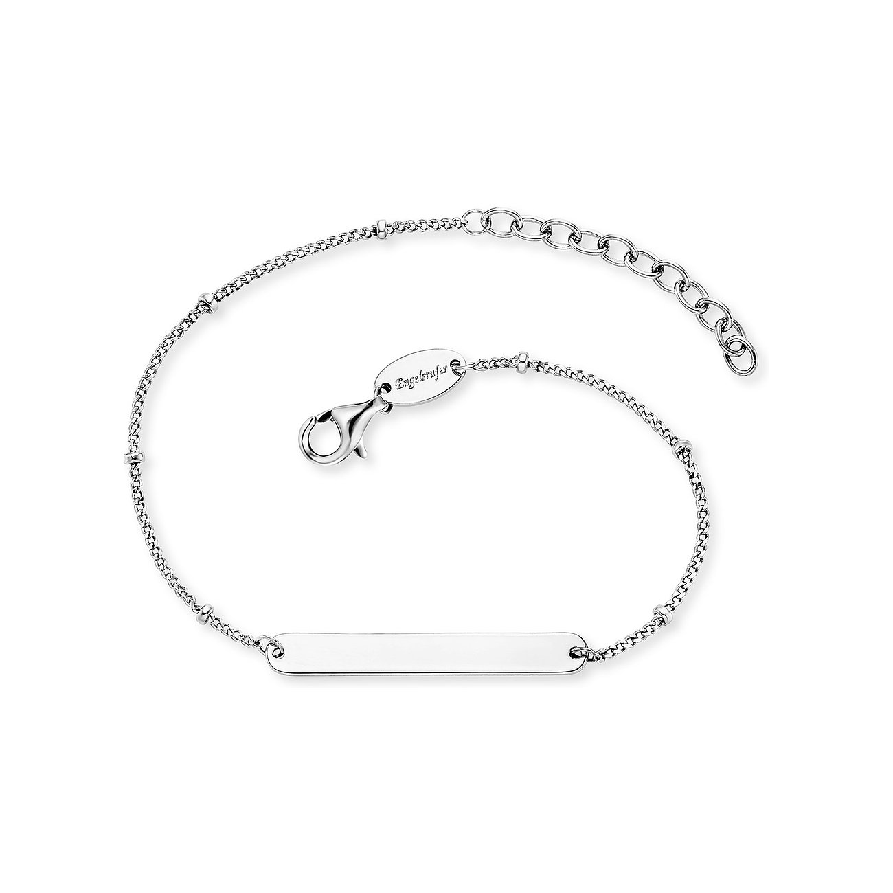 Bracelet Engelsrufer en argent 925 avec médaille à graver et billes.