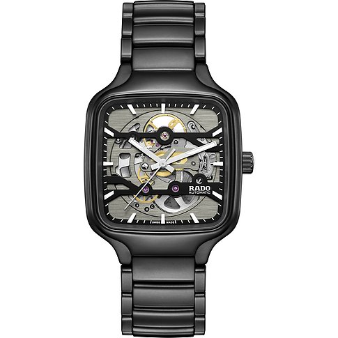 Rado Unisexuhr mit Keramikgehäuse, skelettiertem Zifferblatt und Automatikwerk.