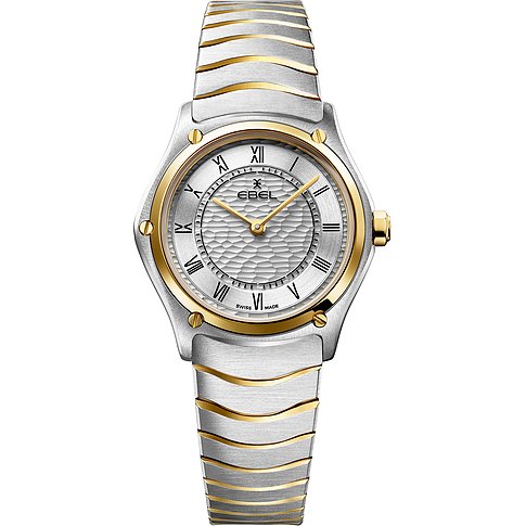 Ebel Damenuhr aus Edelstahl und Gelbgold, bicolor, mit römischen Ziffern.