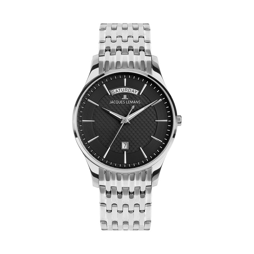 Jacques Lemans Herrenuhr London 1-2193F, Herren, Edelstahl, Armband: Edelstahl, Quarz, analog