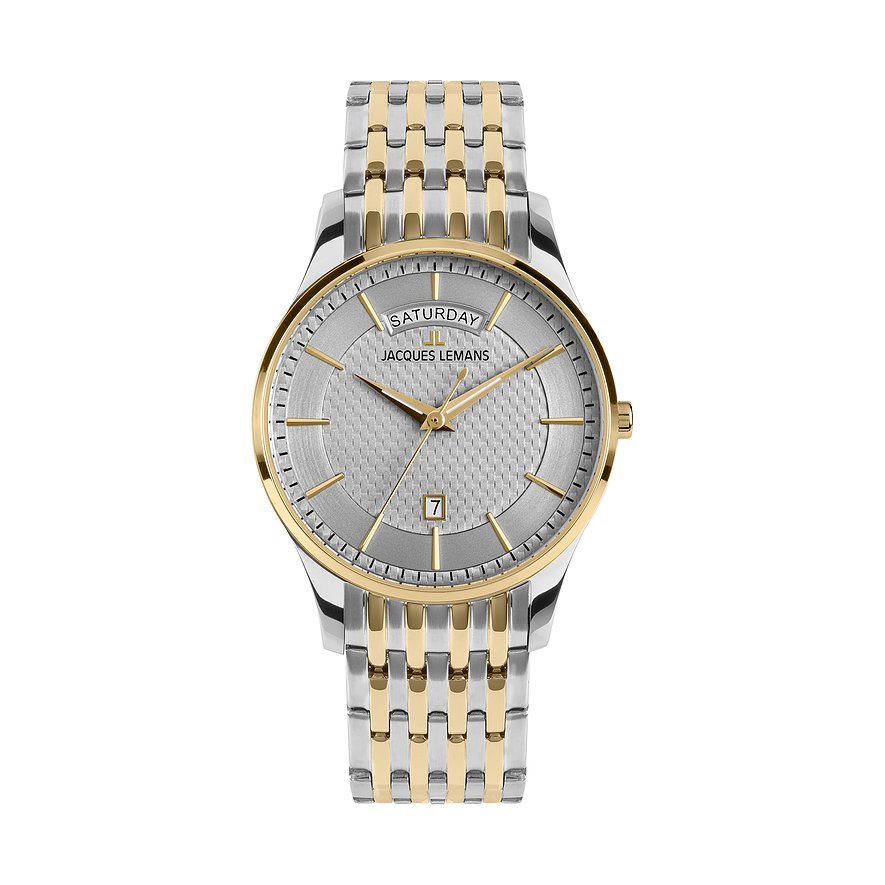 Jacques Lemans Herrenuhr London 1-2193J, Herren, Edelstahl, Armband: Edelstahl, Quarz, analog