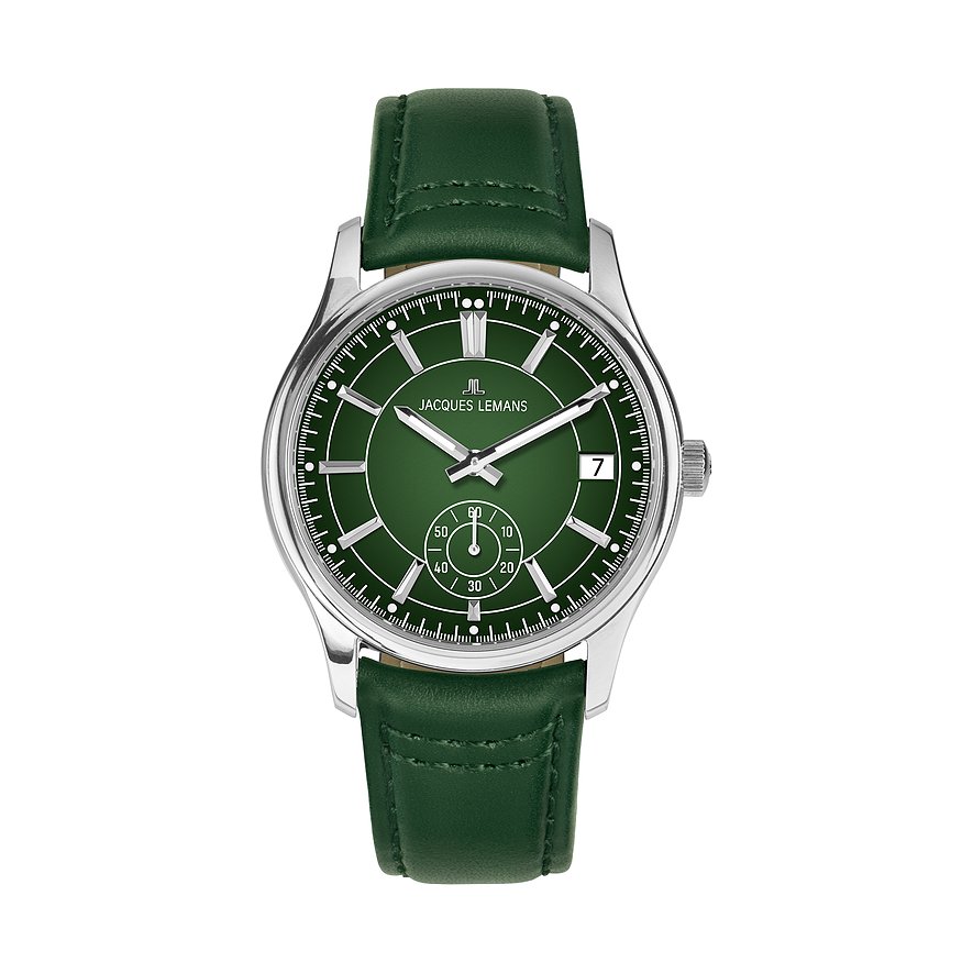 Jacques Lemans Herrenuhr Derby 1-2197C, Herren, Edelstahl, Armband: Leder, Quarz, analog
