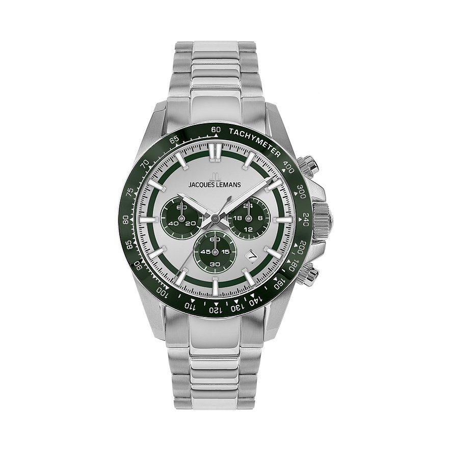 Jacques Lemans Chronograph Liverpool 1-2207E, Herren, Edelstahl, Armband: Edelstahl, Quarz, analog