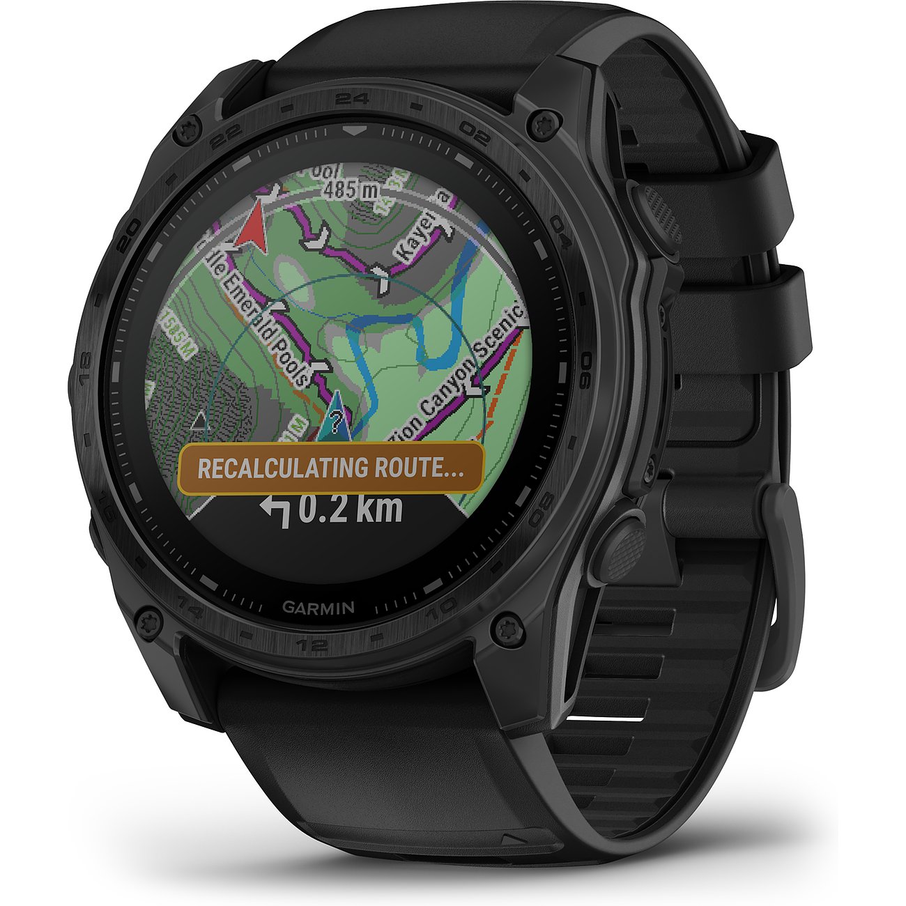 Garmin Smartwatch mit Titangehäuse, analog/digital, mit Karte.