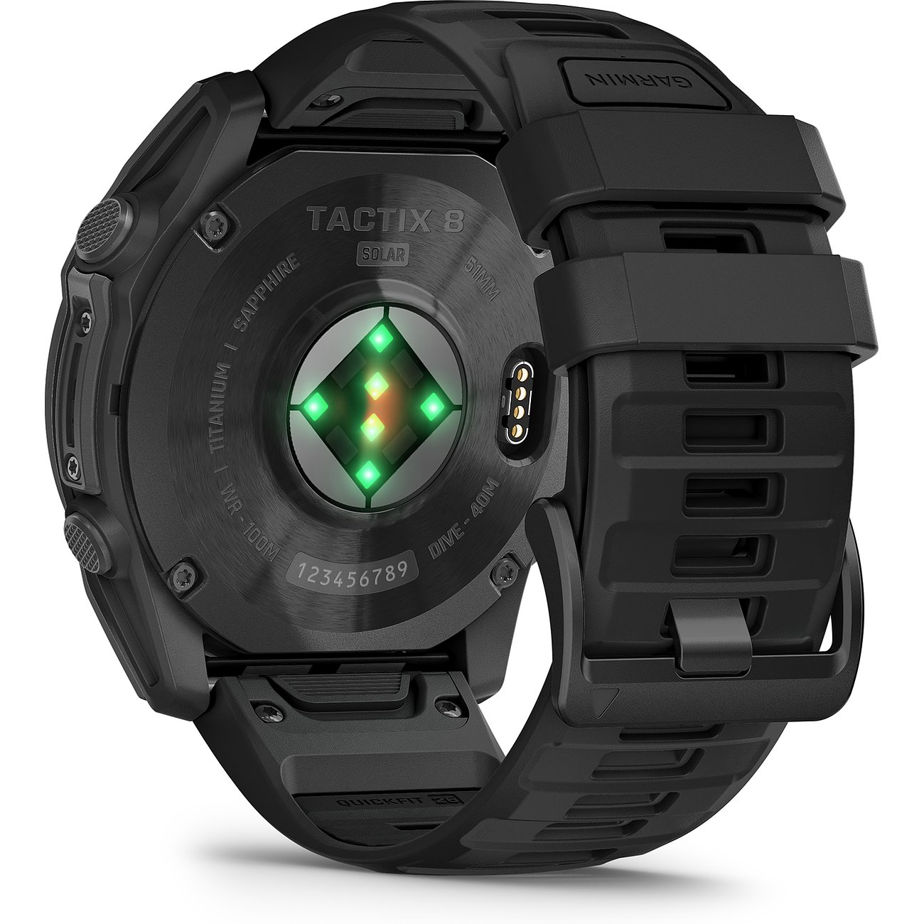 Garmin Smartwatch aus Titan mit Kunststoffarmband und Herzfrequenzsensor.