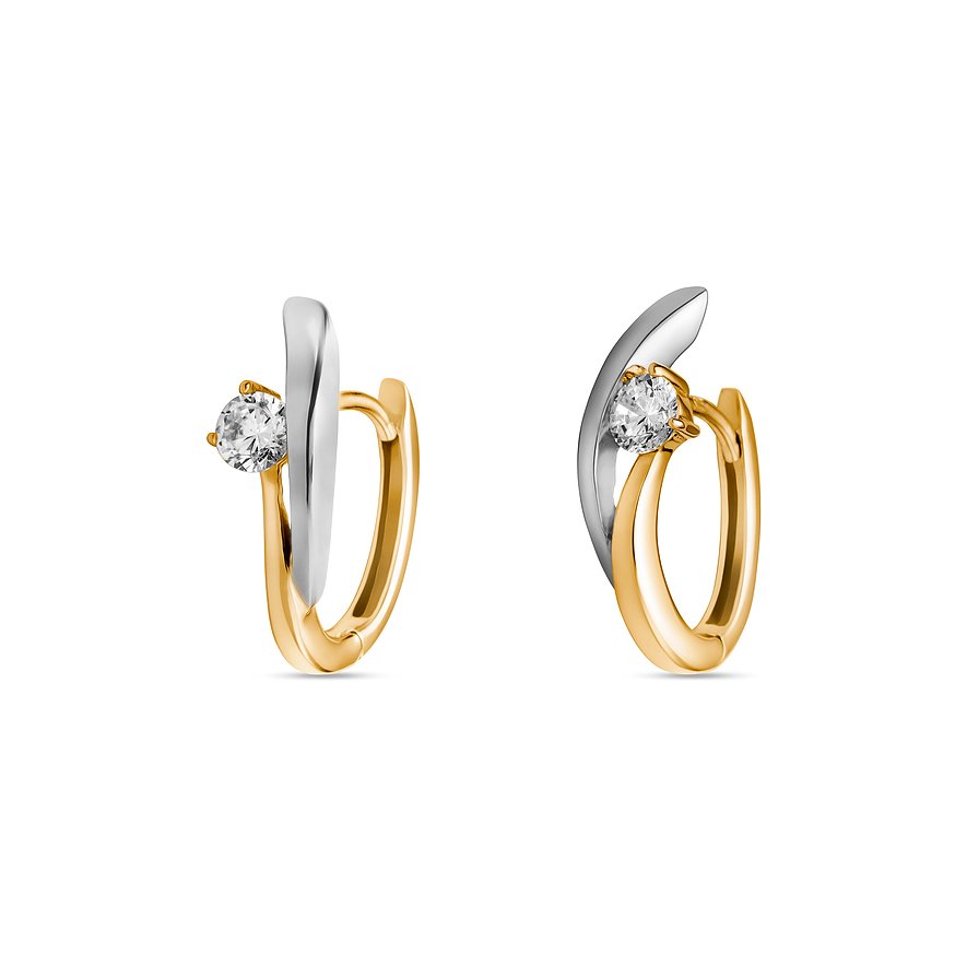 2. Chance - Valeria Creolen, Zirkonia, Damen, 375er Gelbgold, bicolor