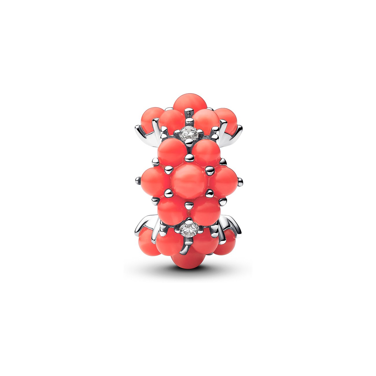 Pandora Anhänger aus Silber mit roten Zirkonia.