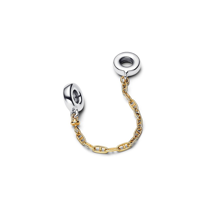 Pandora Anhängeschmuck aus Silber und Gold mit Anker-Kettengliedern.