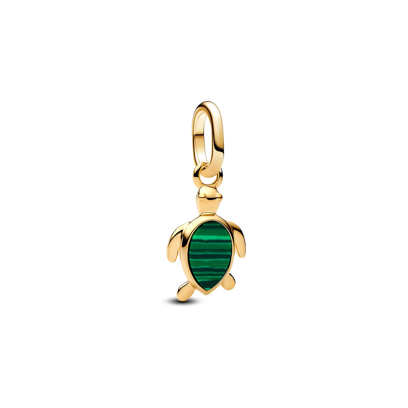Pandora Anhänger aus gelbgoldfarbenem Metall mit Malachit.